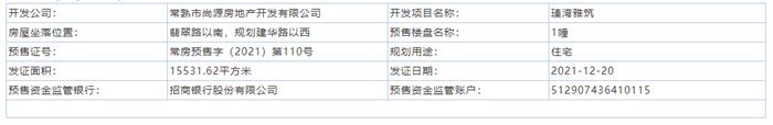 瑧灣雅筑1、6幢2021-12-20通過預售許可