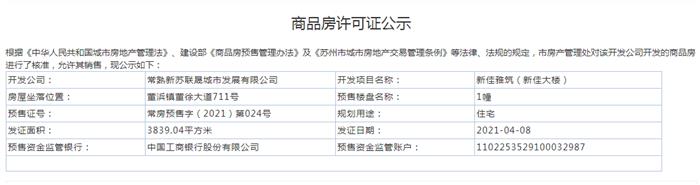 新佳雅筑（新佳大樓）1—3幢2021-04-08通過預(yù)售許可